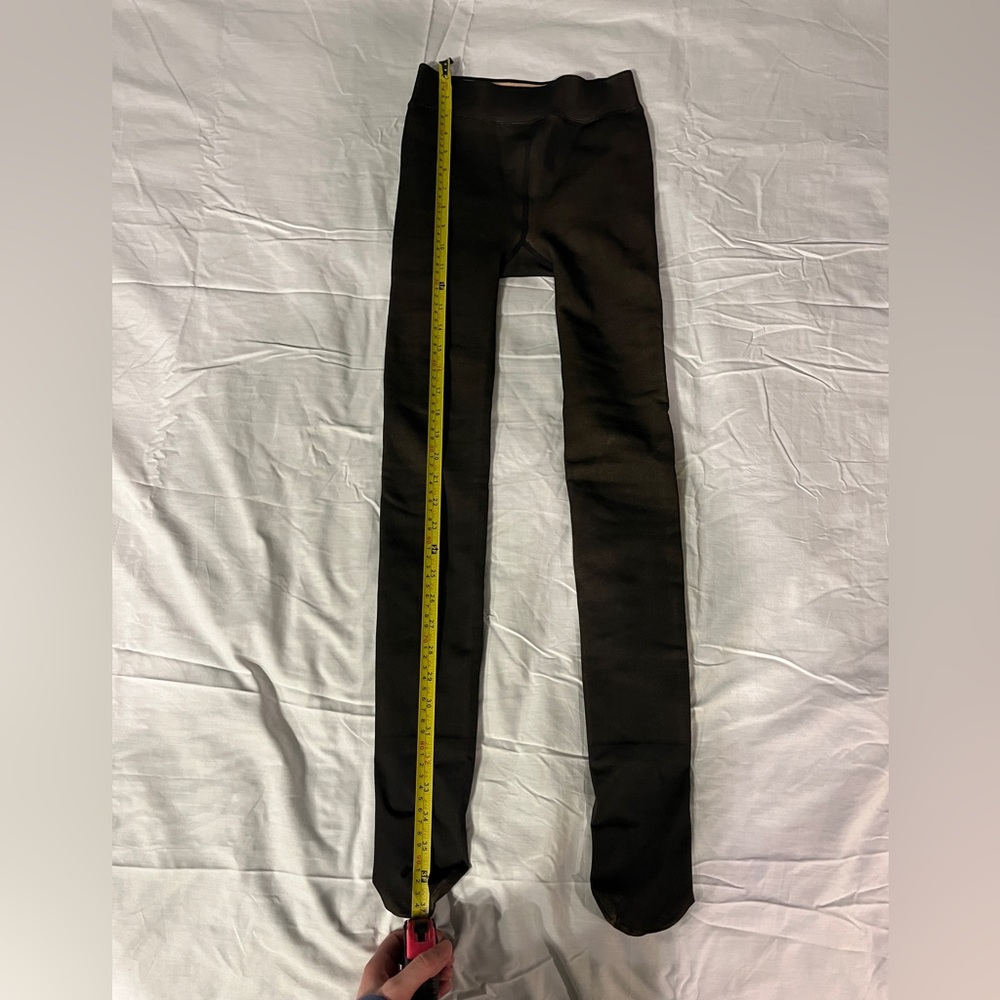 Black Sheer Fleece-Lined Tights, Size XS - Picture 6 of 8